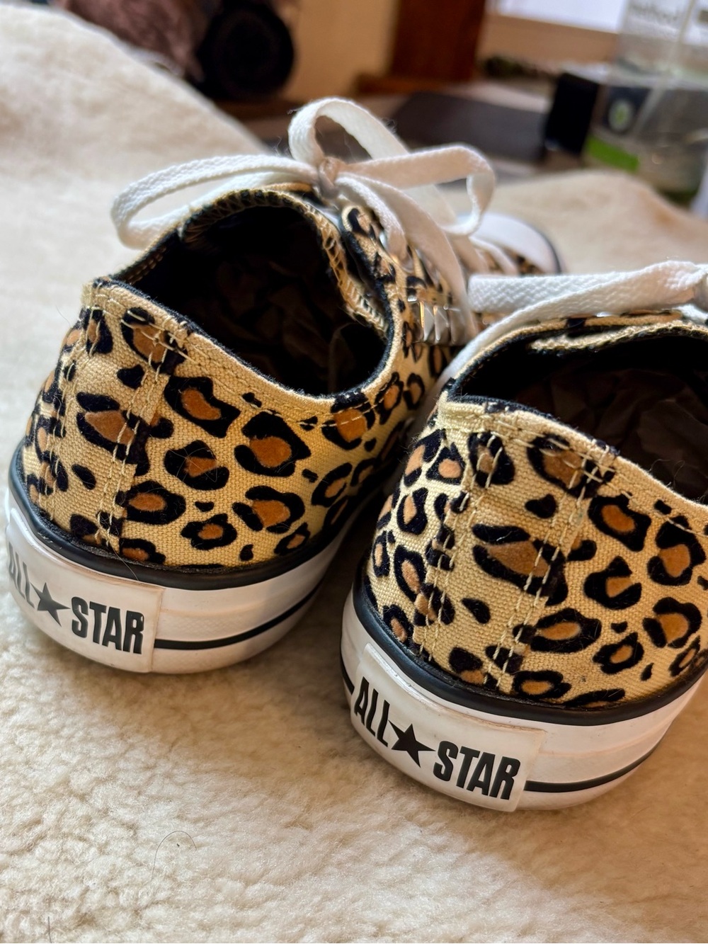 Converse Low-Top Leopard Print Sneakers with Silver Pyramid Studs - Picture 5 of 12